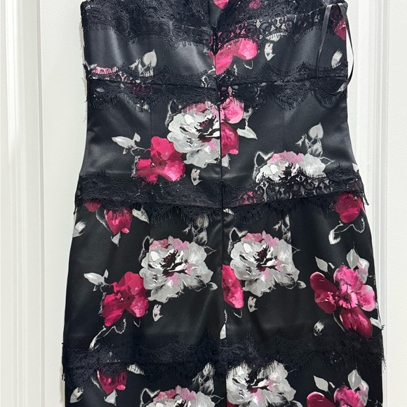 White House Black Market Black and Pink Floral Midi Dress - Picture 2 of 3